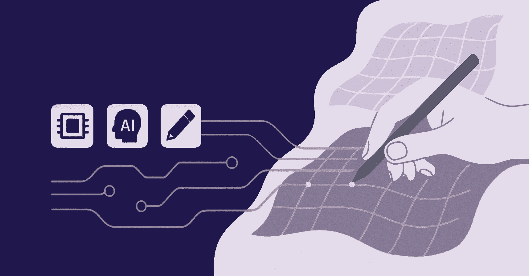 Technological Innovations in Textile Texture Design and Creation An abstract visualization showing the tech innovations revolutionizing textile textures, where on the left, a simple plane of glowing geometric pixels transforms into a complex, three-dimensional fabric on the right, symbolizing the seamless integration of digital tools and physical textile creation.