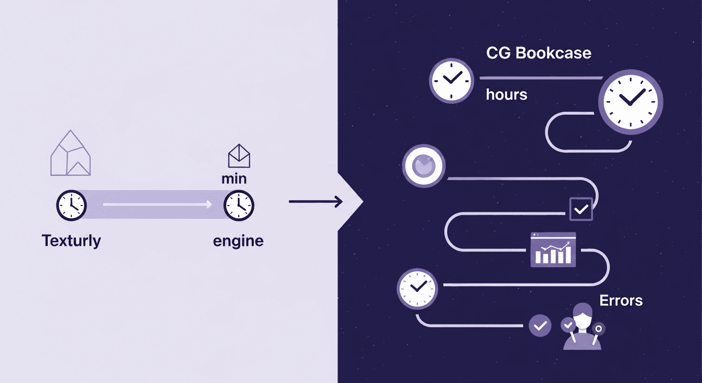 Texturly vs. CG Bookcase: AI Texture Generation Speed Comparison Main Article Image