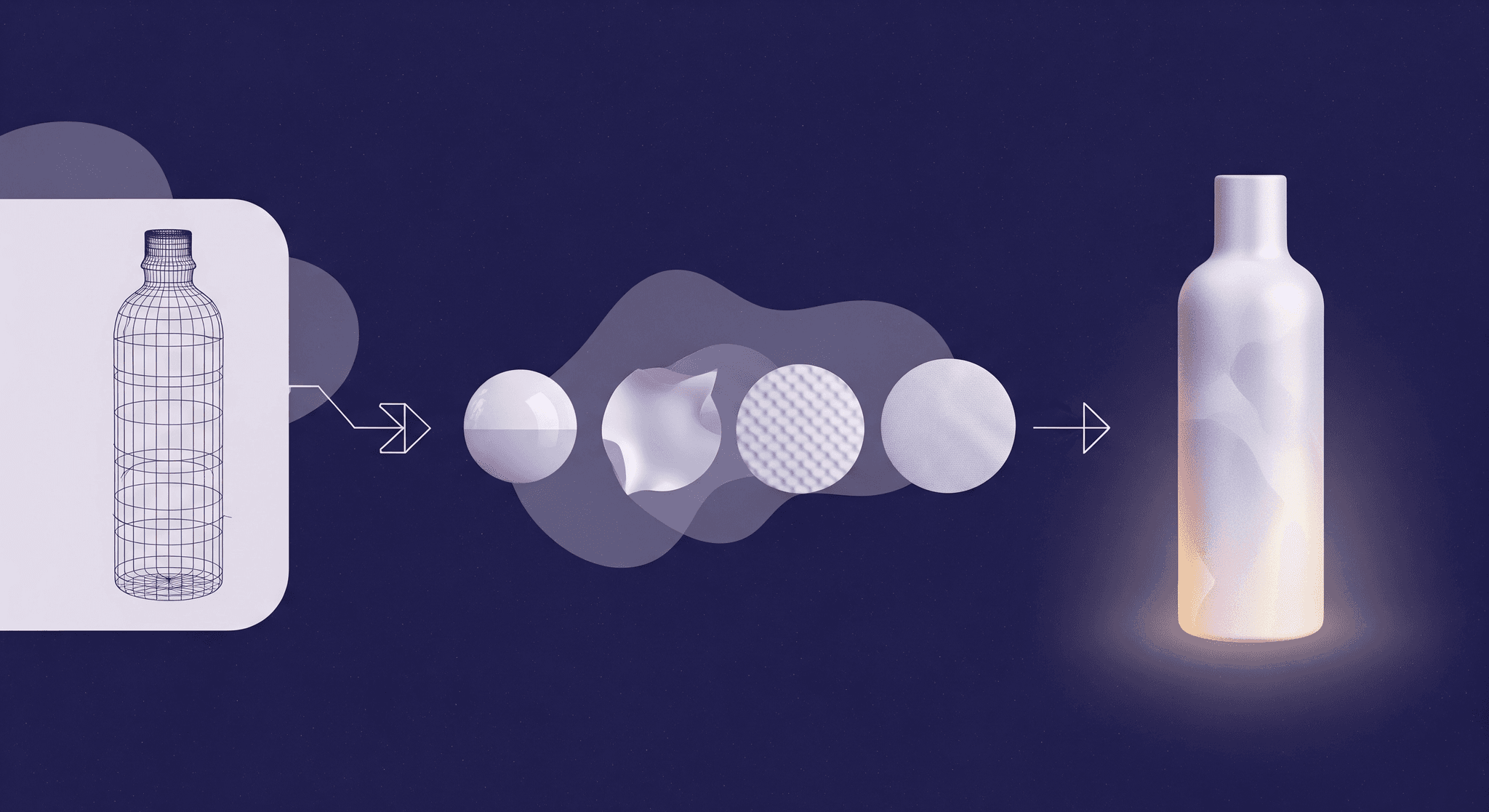 Analyzing Texture Strategies Across Industries A 3D diagram showing a sphere sliced into several segments. Each segment represents a different aspect of a product's design. The central segments have a unique bumpy texture, illustrating how texture is a key factor that impacts all these elements and contributes to a product's success.